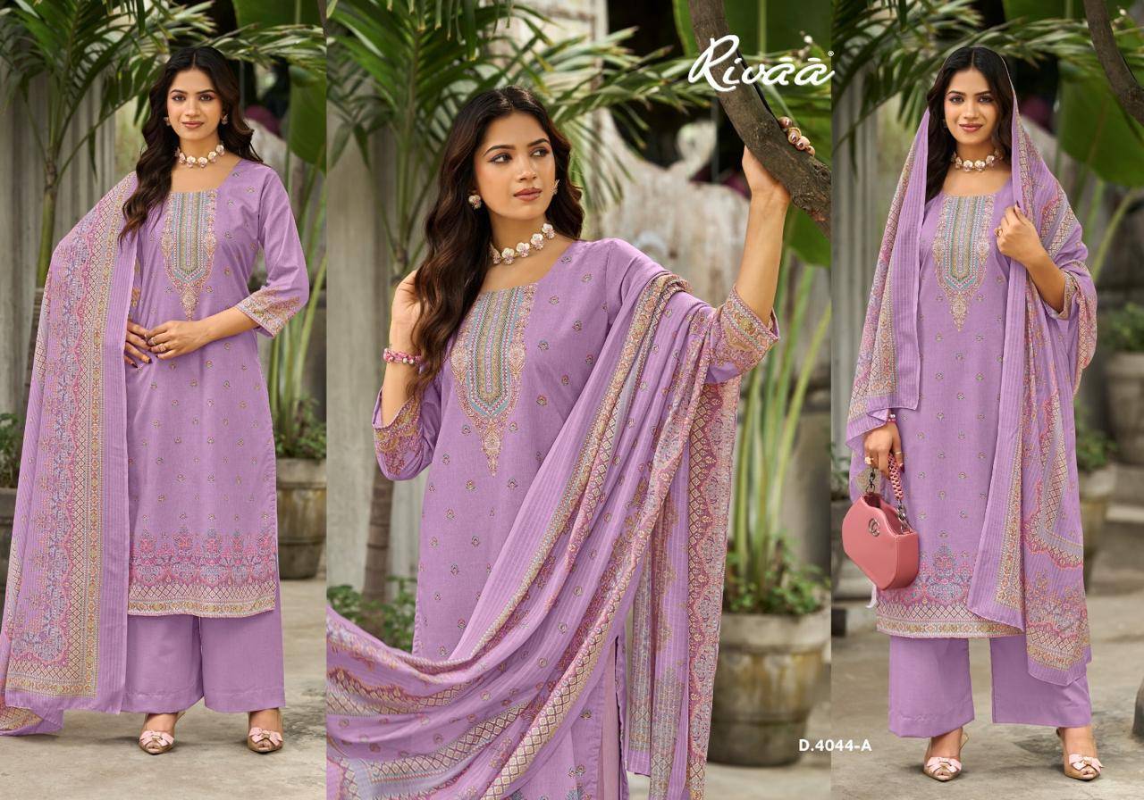  AMAYA By RIVAA 4041A to 4044B Series Beautiful Pakistani Suits Colorful Stylish Fancy Casual Wear Cotton Digital Print Dresses At Wholesale Price